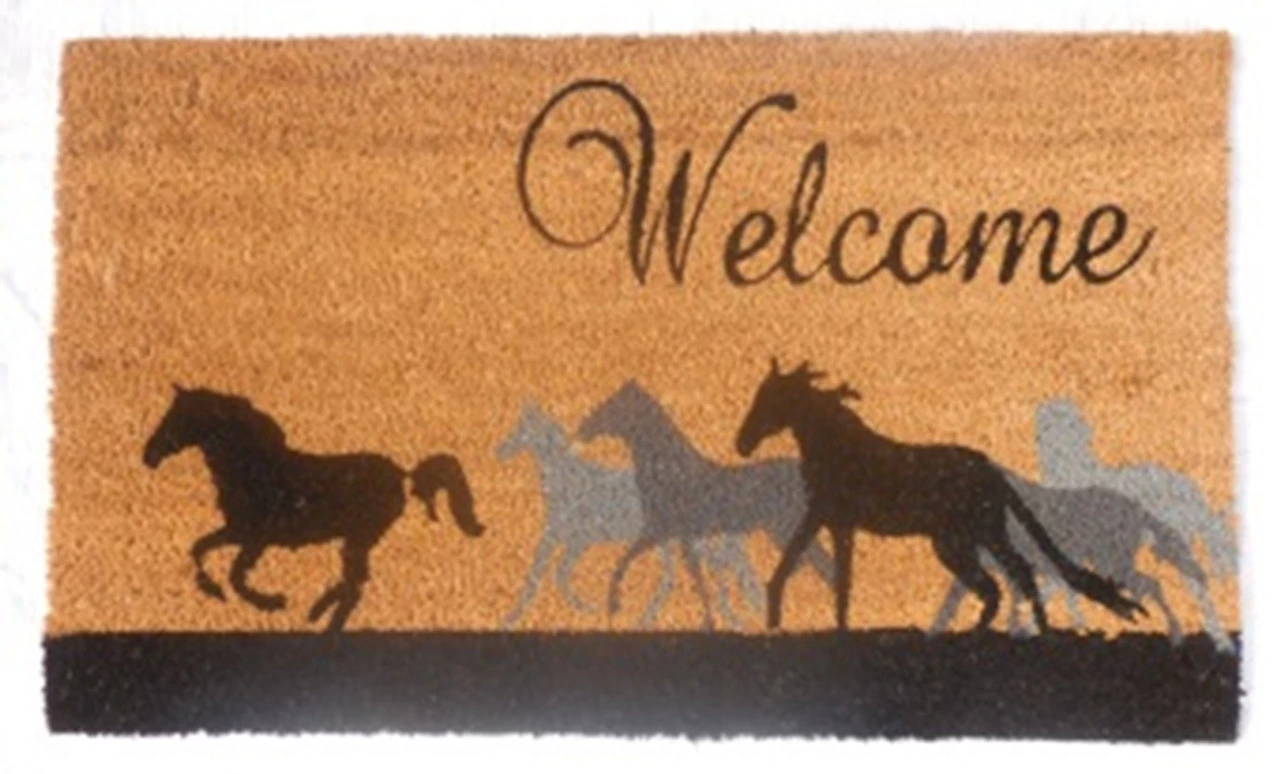QRRI - Welcome With Horses Running Entrance Mat 3 QRRI - Welcome With Horses Running Entrance Mat