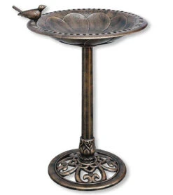 Backyard Expressions Bronze Plastic Resin Bird Bath