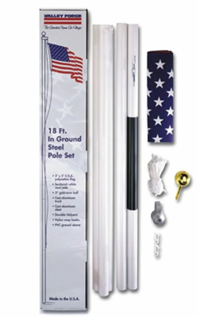 Valley Forge US Flag 18 Ft. Steel In Ground Pole Kit - SFP18F-S 3 Valley Forge US Flag 18 Ft. Steel In Ground Pole Kit - SFP18F-S