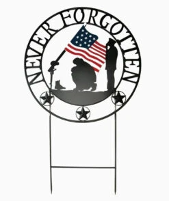 Backyard Expressions Black Framed 21.5" Patriotic Metal Sign