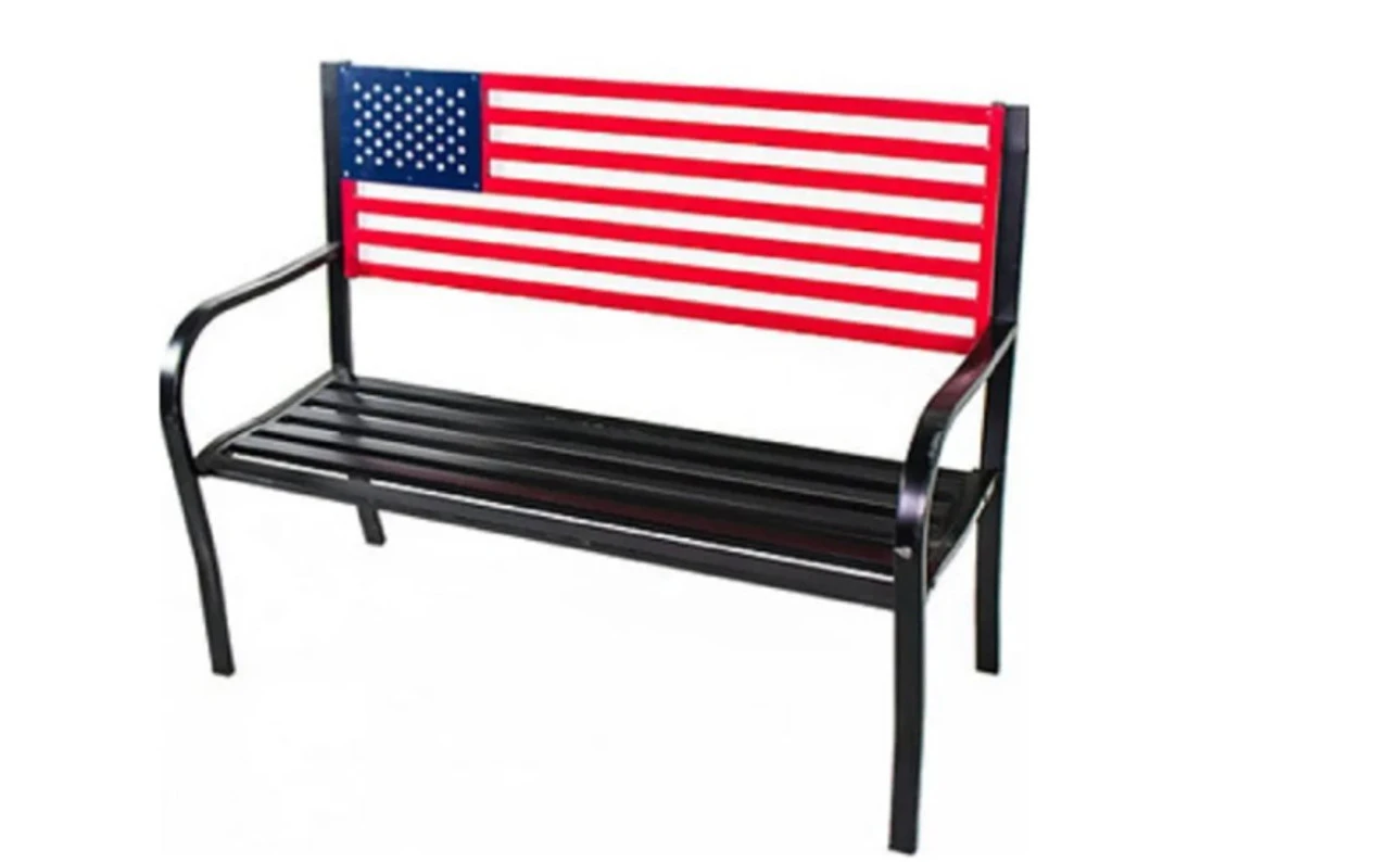 Backyard Expressions Metal American Flag Bench 3 Backyard Expressions Metal American Flag Bench