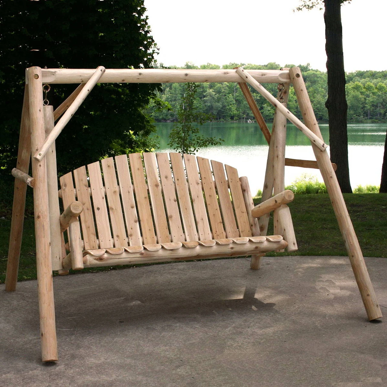 Lakeland Mills Cedar Log 5 Ft. Country Garden Yard Swing 3 Lakeland Mills Cedar Log 5 Ft. Country Garden Yard Swing
