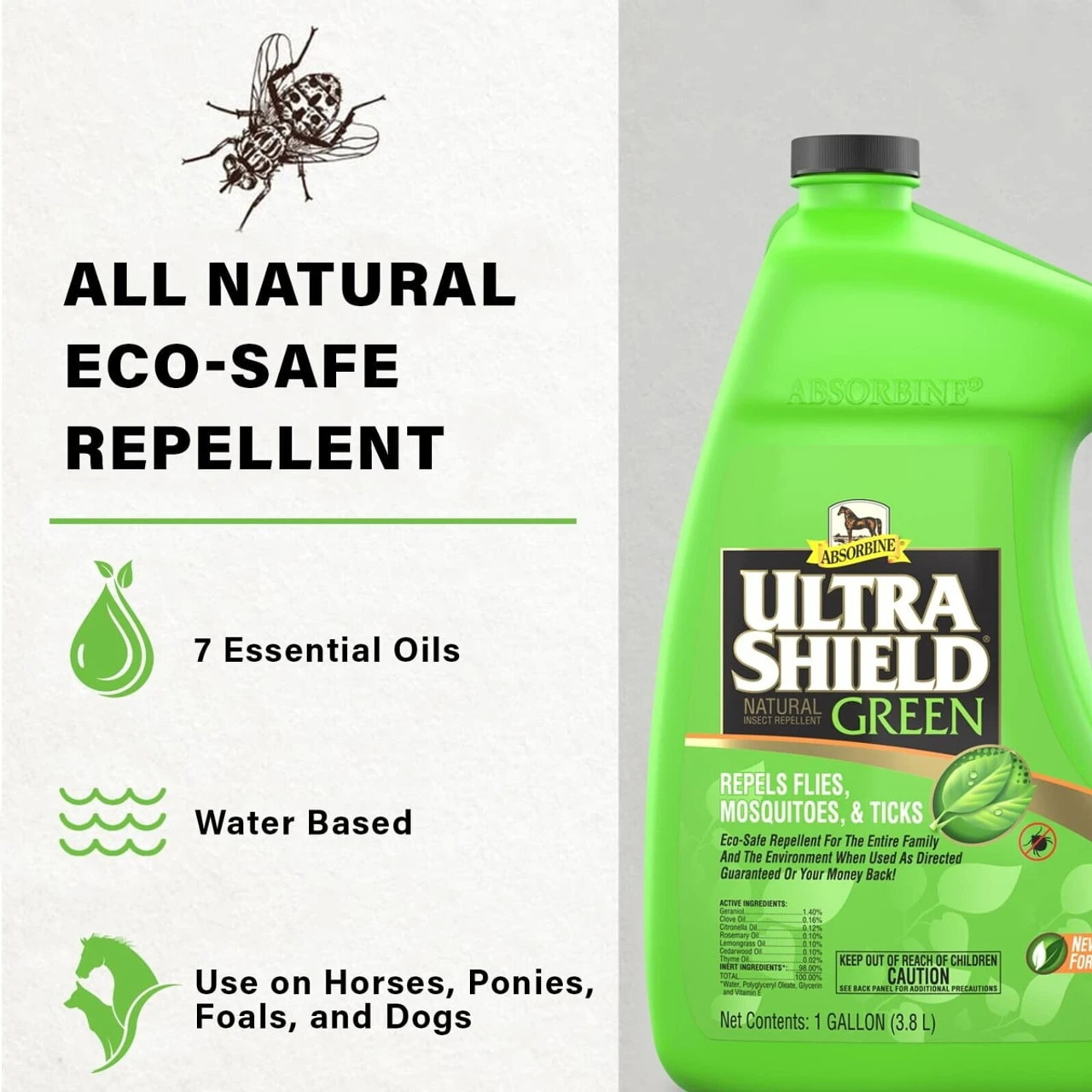Absorbine UltraShield Green Natural Fly Repellent 4 Gallon Case 5 Absorbine UltraShield Green Natural Fly Repellent 4 Gallon Case - Image 3