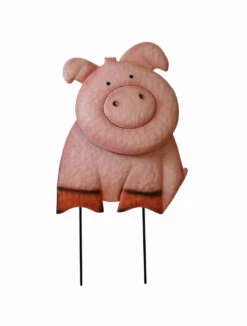 Metal Pink Pig Garden Stake