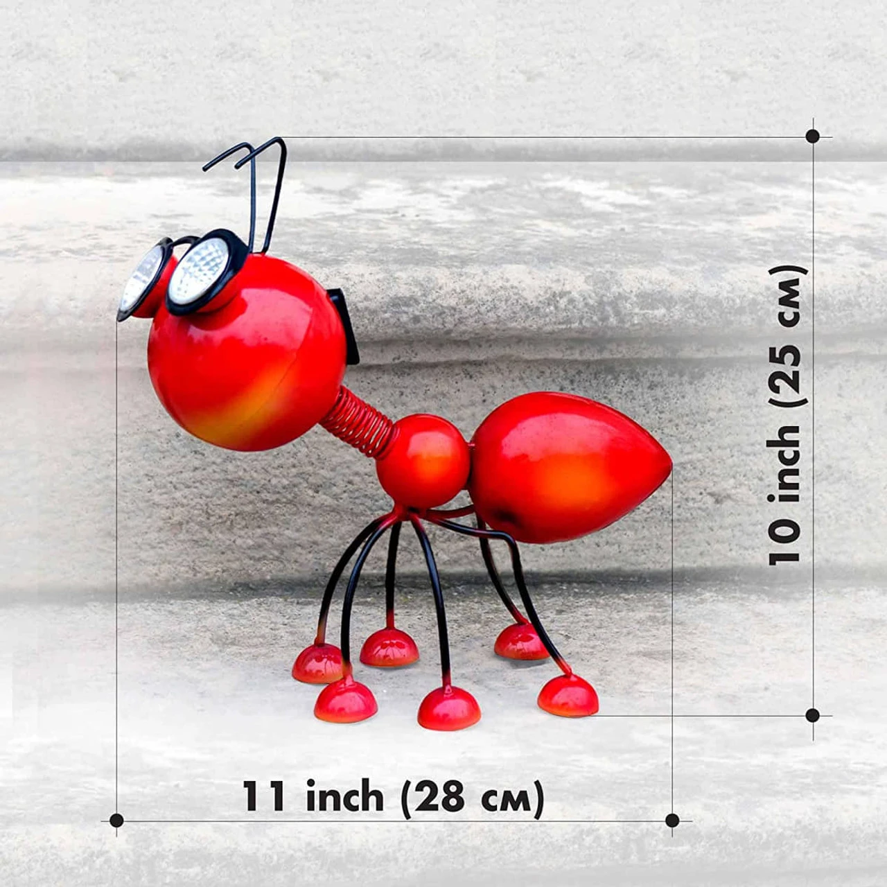 Metal Garden Art Decoration, Steel Red Ant Figurine With Solar Powered LED Lights For Yard, Patio, Lawn And Garden Decor And Ornament, Outdoor And Indoor Statue 4 Metal Garden Art Decoration, Steel Red Ant Figurine With Solar Powered LED Lights For Yard, Patio, Lawn And Garden Decor And Ornament, Outdoor And Indoor Statue - Image 2