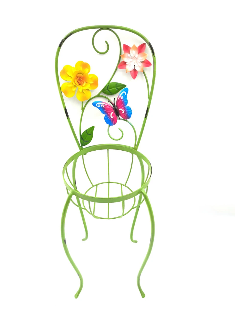 Home & Garden Green Planter Chair Metal Yard Decor 3 Home & Garden Green Planter Chair Metal Yard Decor