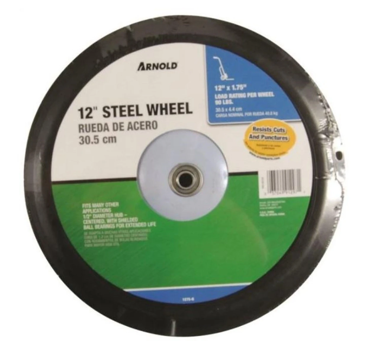 Arnold 12" X 1 3/4" Ribbed Semi-Pneumatic Diamond Tread Wheel - 1/2" Shaft 3 Arnold 12" X 1 3/4" Ribbed Semi-Pneumatic Diamond Tread Wheel - 1/2" Shaft