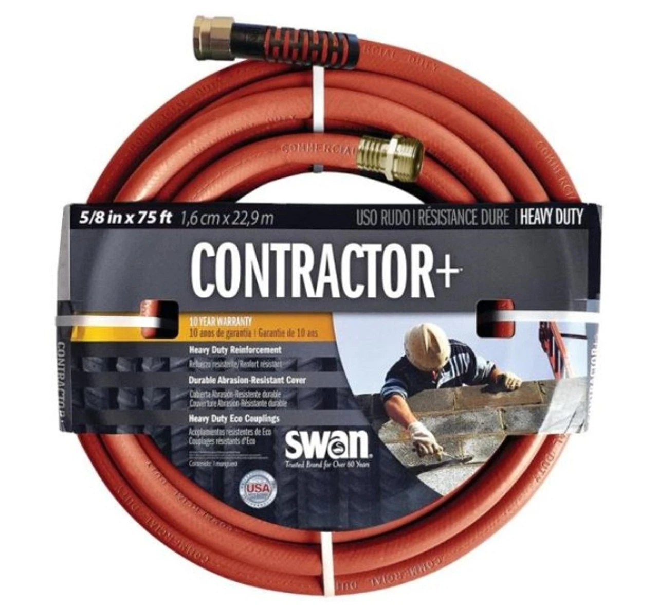 Swan Contractor+ 5/8" X 75' Rubber Heavy Duty Garden Hose 3 Swan Contractor+ 5/8" X 75' Rubber Heavy Duty Garden Hose